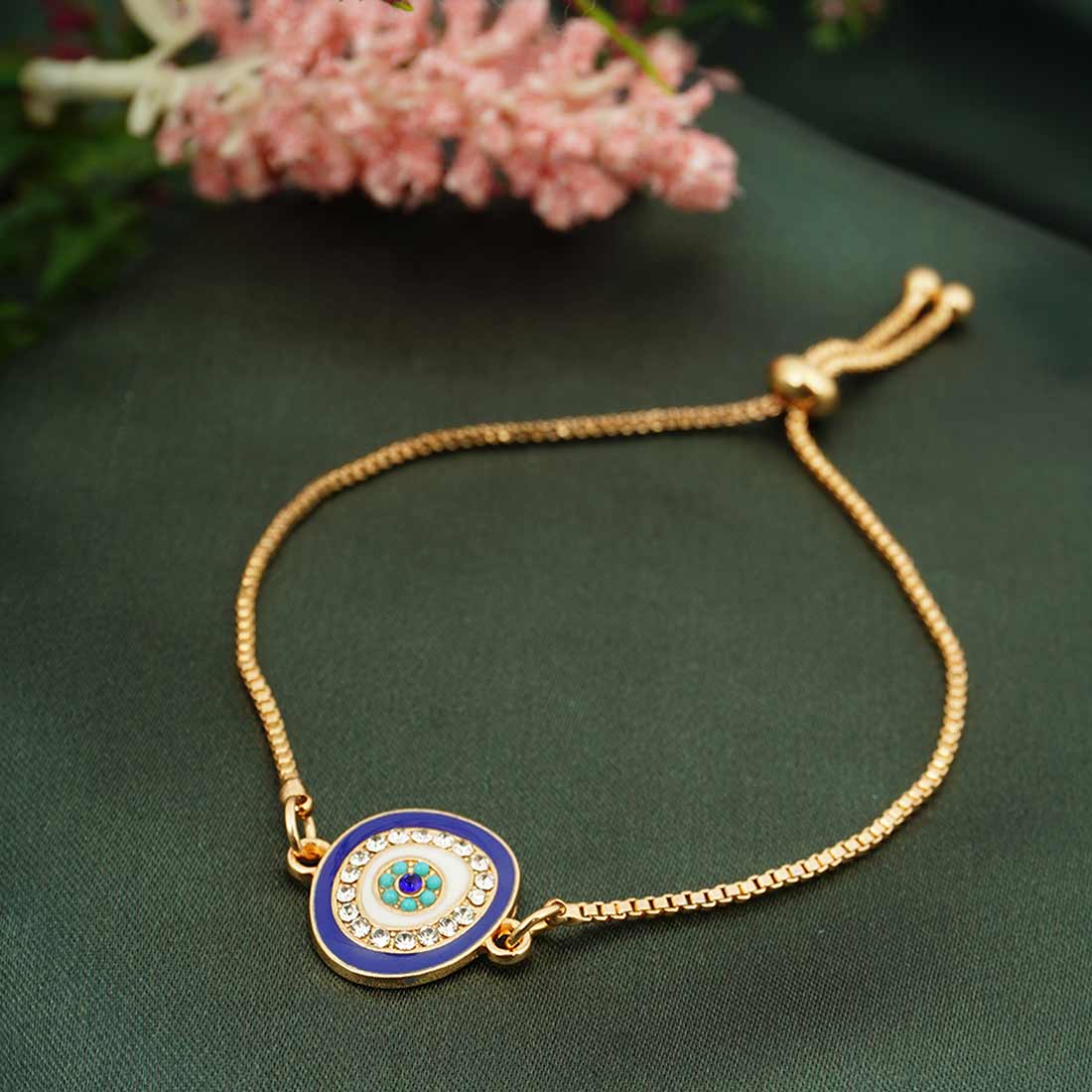 Crystal Evil Eye Gold Chain Bracelet
