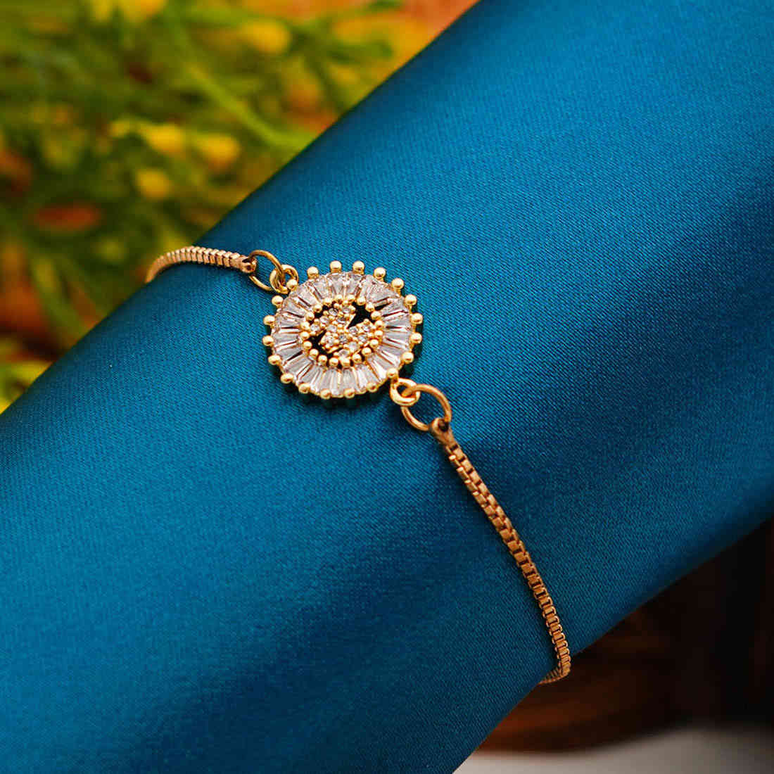 Crystal Studded “M” Alphabet Chain Bracelet