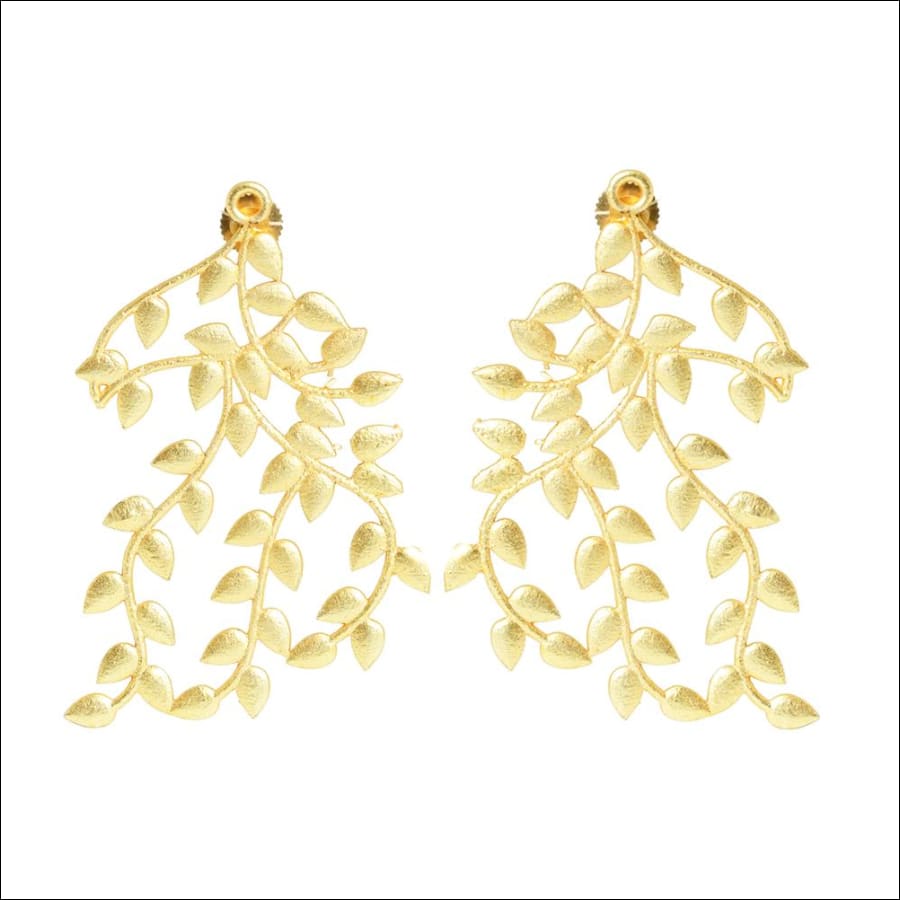Aaravi Intertwining Golden Branches Drop Earrings - Ferosh
