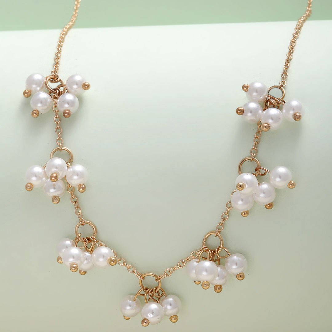 Abilene Pearl Bunch Golden Necklace - Ferosh