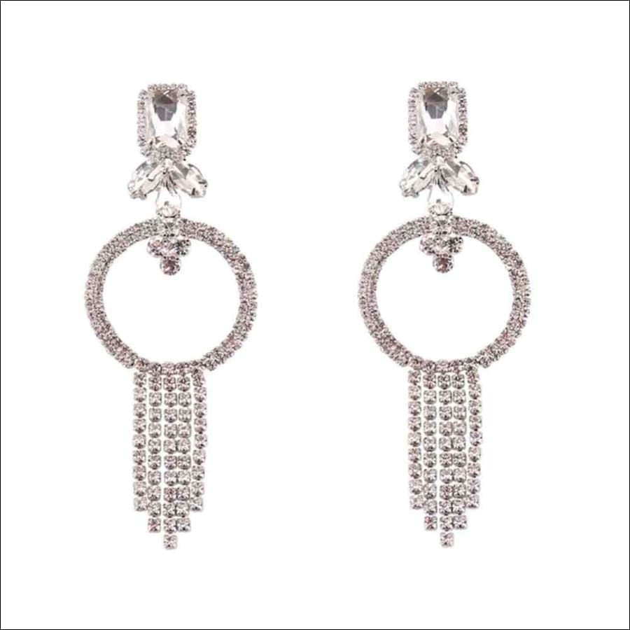 Agnessa Silver Circular Crystal Earrings - Ferosh