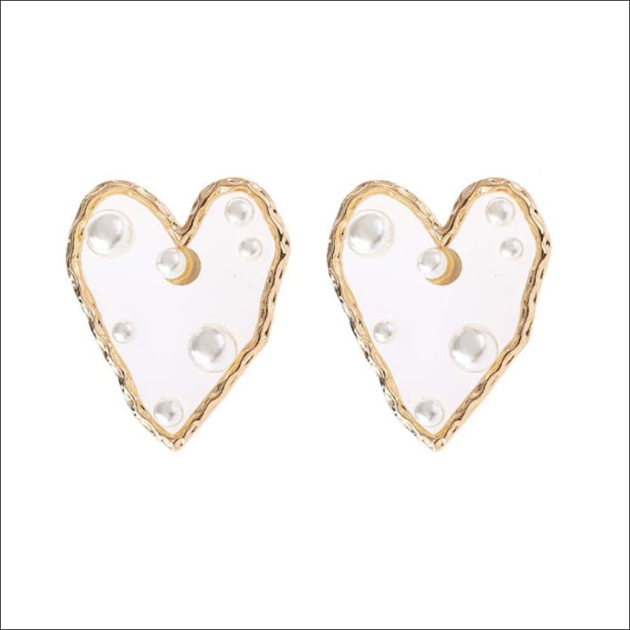 Alivia Melting Pearl Heart Gold Statement Stud Earrings - Ferosh
