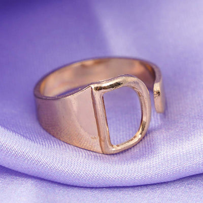 Alphabet D Gold Band Ring - Ferosh