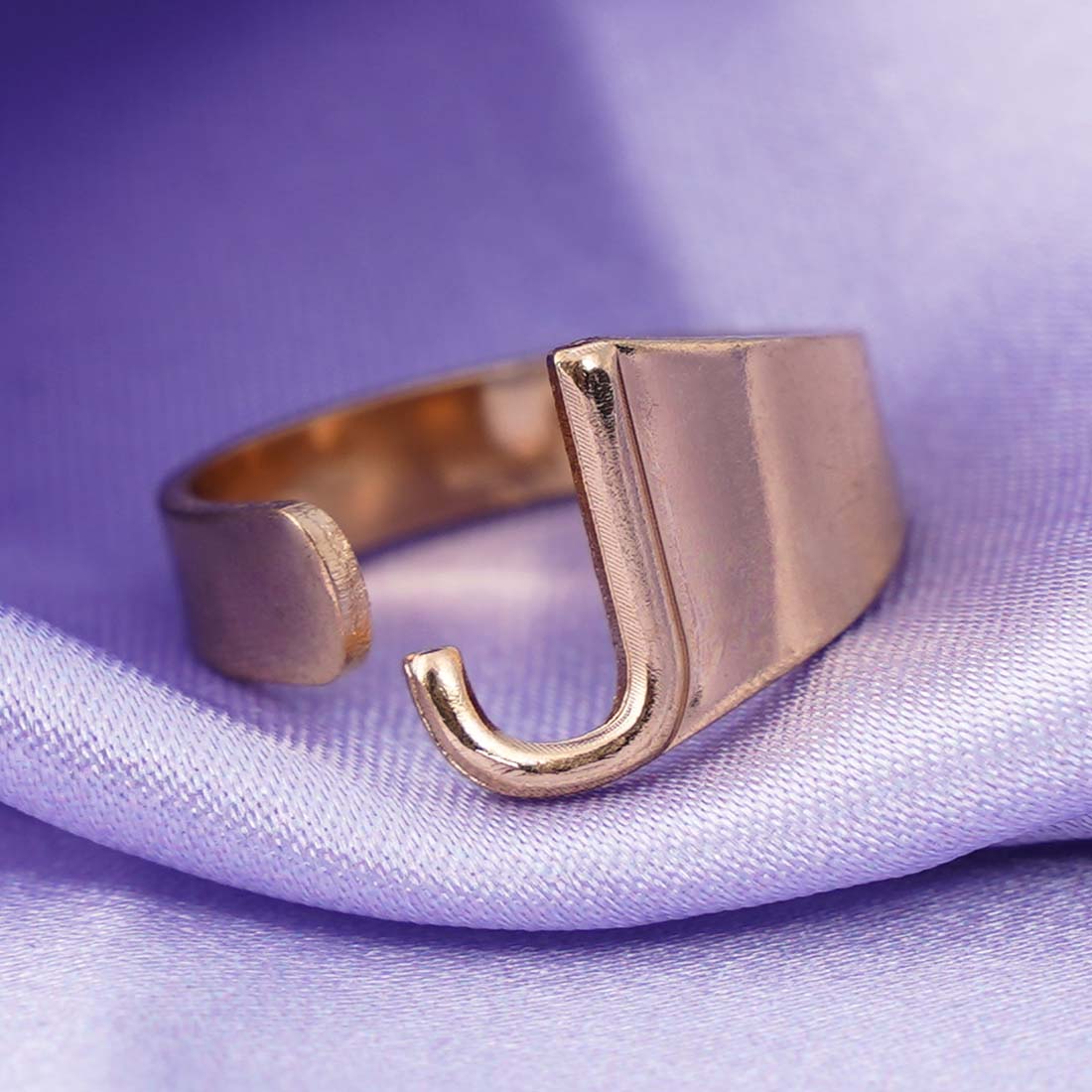 Alphabet J Gold Band Ring - Ferosh