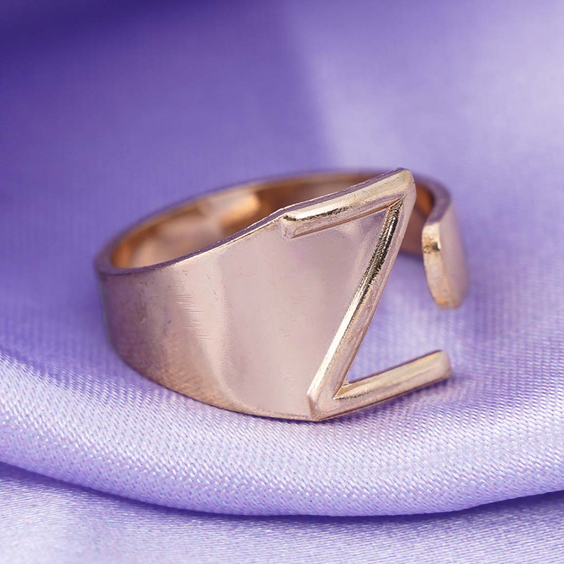 Alphabet Z Gold Band Ring - Ferosh