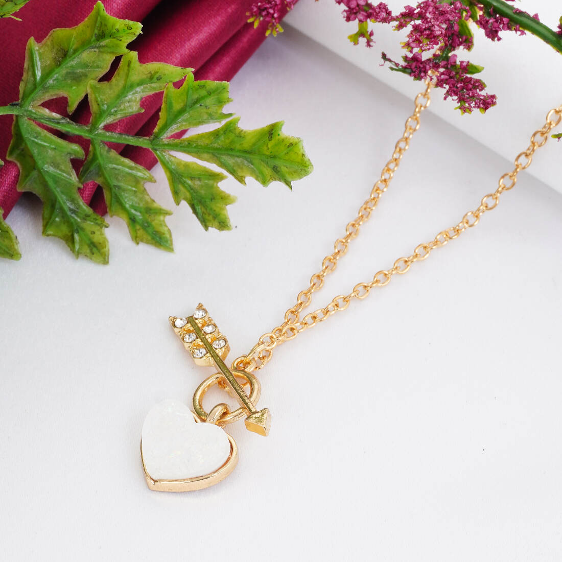 Arrow- Heart Chain Necklace