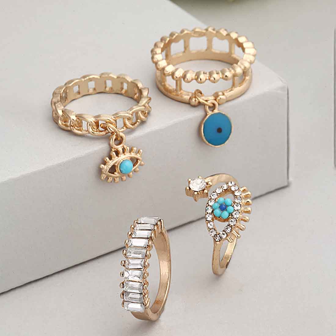 Audax Evil Eye Ring Set of 4