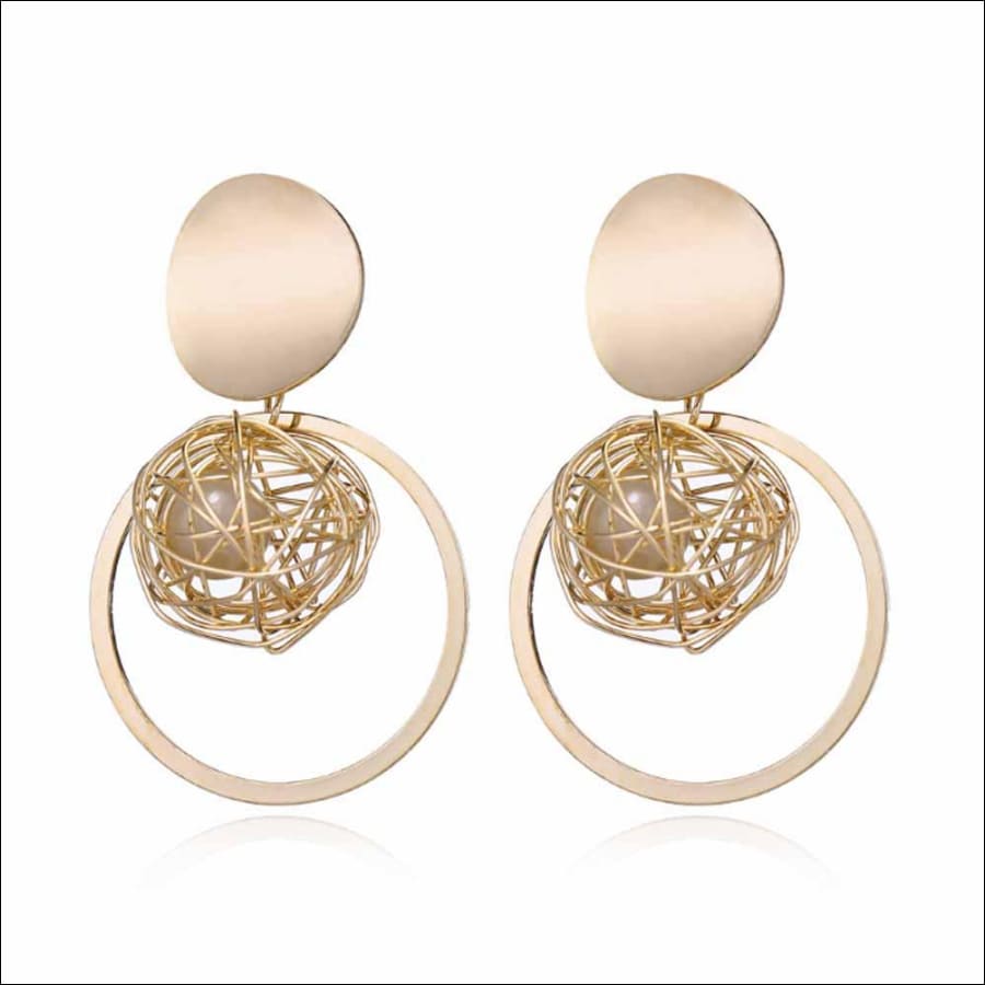 Ayelet Mesh Faux Pearl Golden Drop Earrings