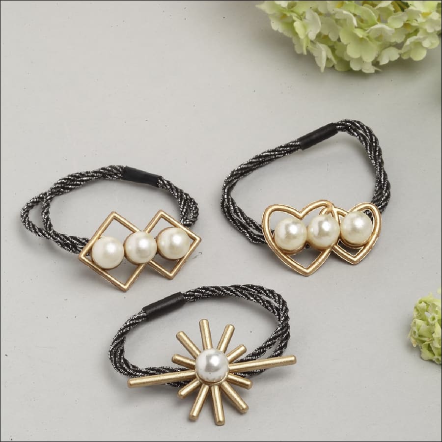 Baroque Pearl Hair Tie Set of 3