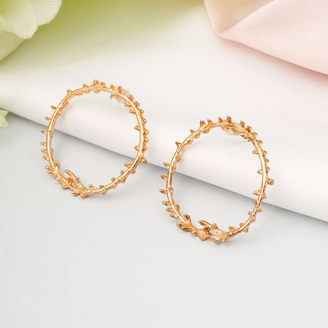 Baroque Ring Gold Stud Earrings
