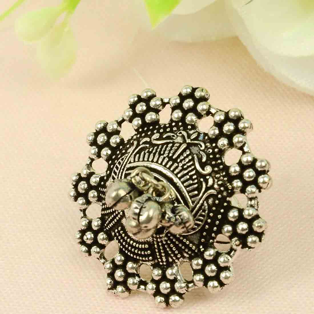 Beaded Flower Boundary Ghungroo Ring