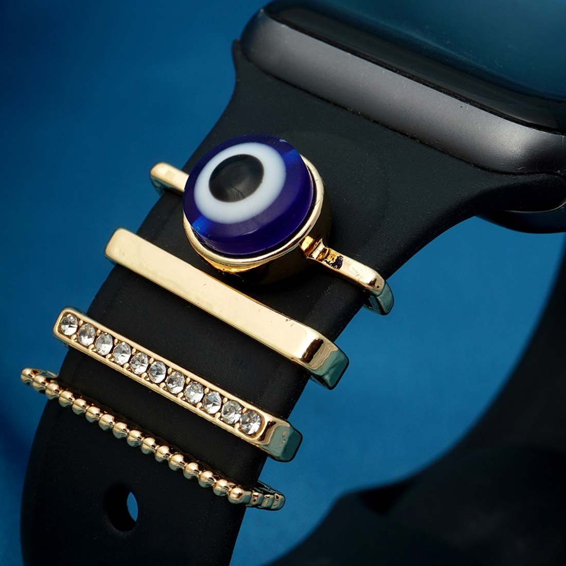 Beady Evil Eye Gold Watch Charm Set of 4
