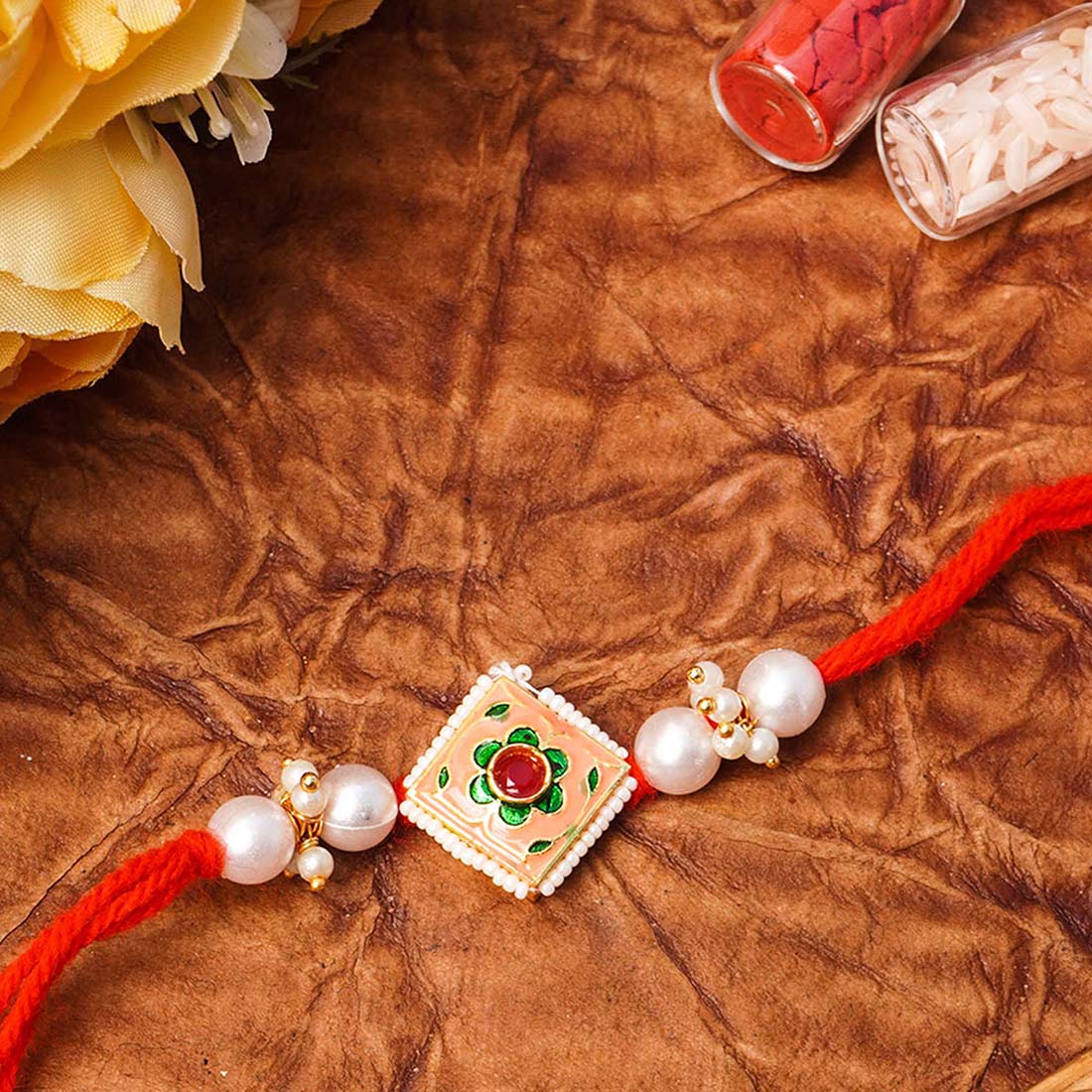 Beige Meenakari Rakhi