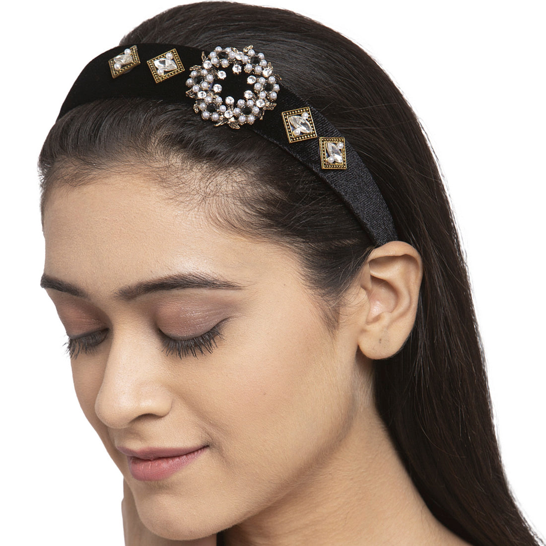 Black Crystals Loaded Hair Band