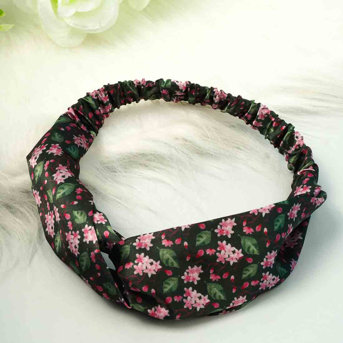 Black Floral Knotted Hairband