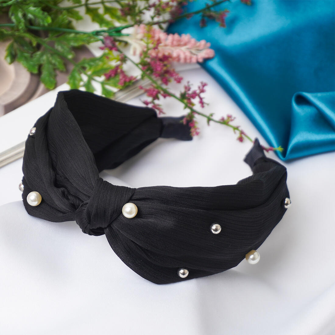 Black Multi Pearl Hair Band