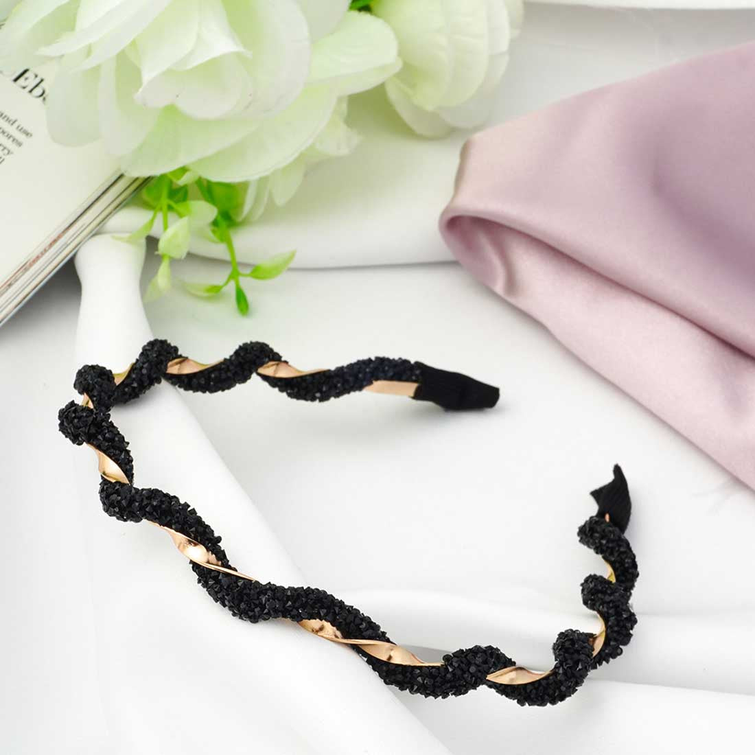 Black Sequin Twisted Hairband