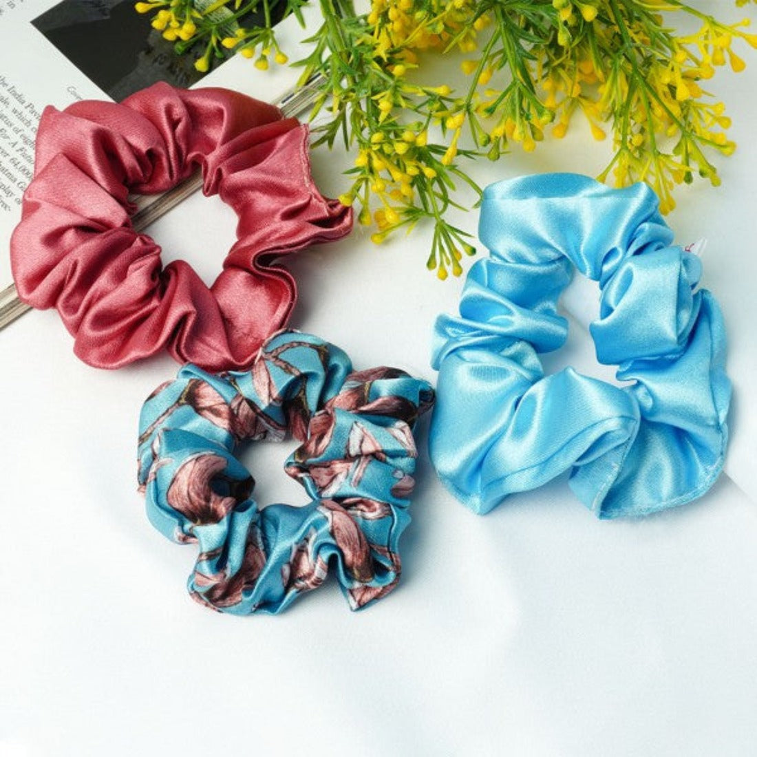 Blue & Red Scrunchies Set of 3