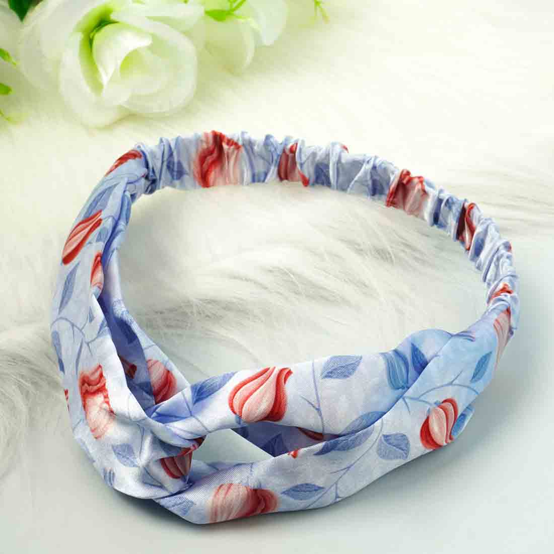 Blue Tulip Printed Knotted Hairband