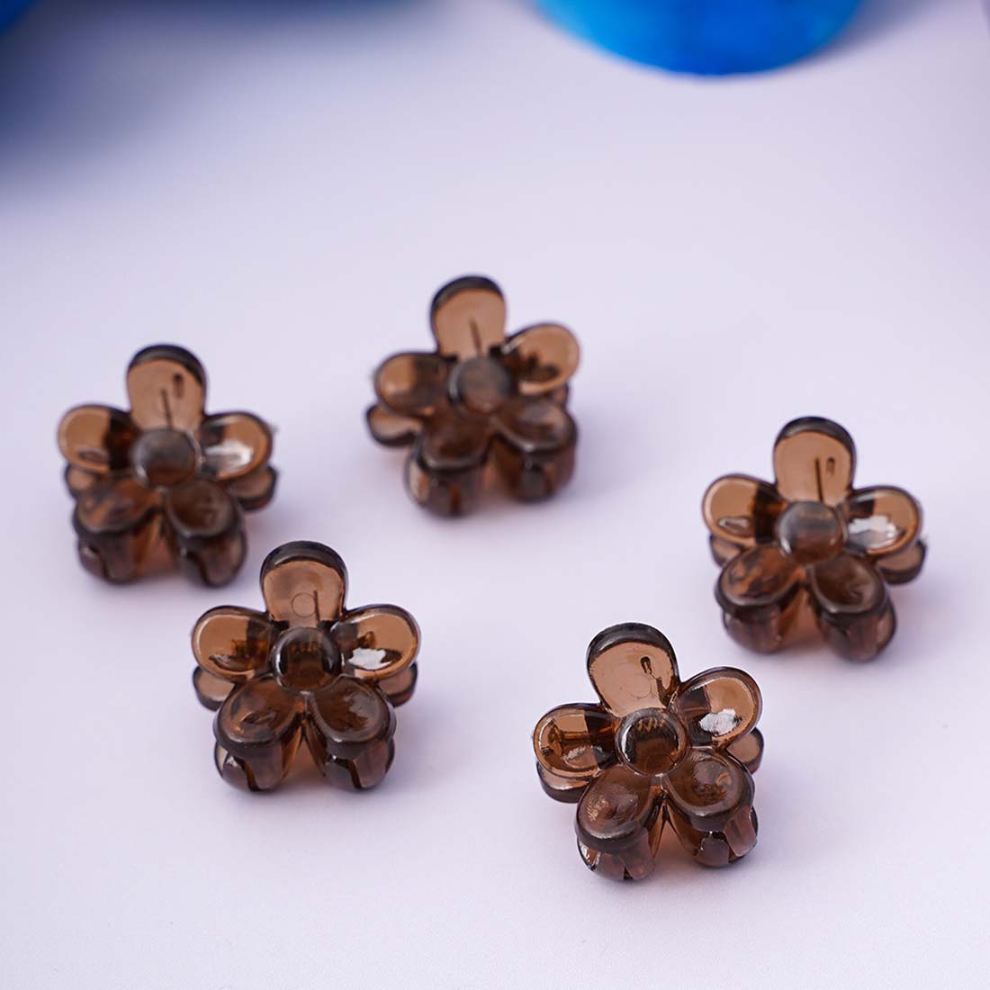 Brown Flower Hair Claw Set Of 5