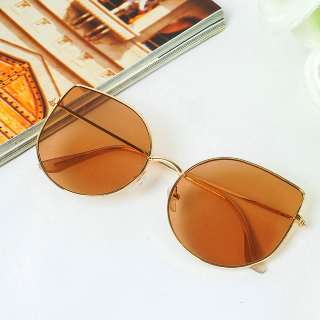 Brown Large Cat Eye Shades
