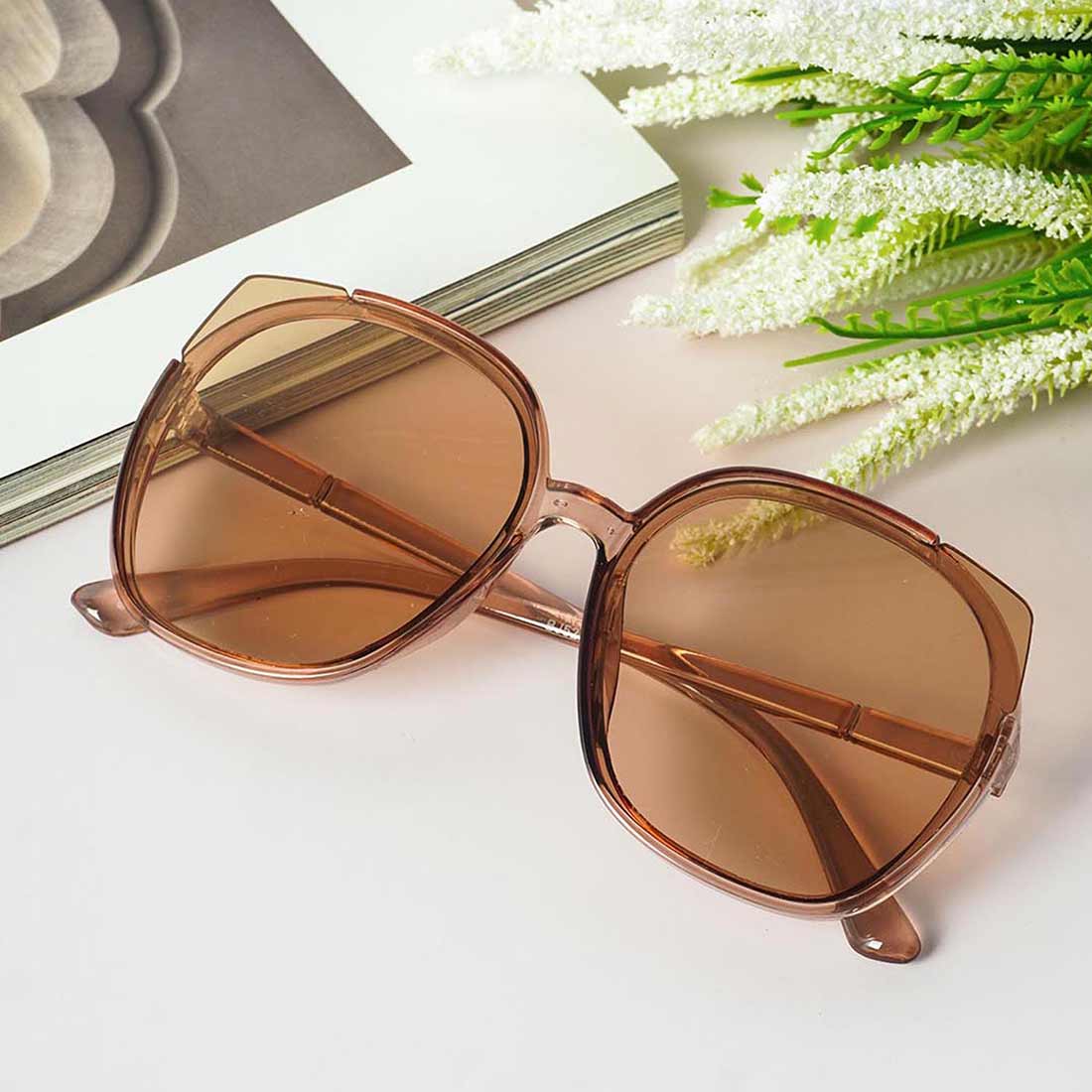Brown Oversized Oval Sunglasses

