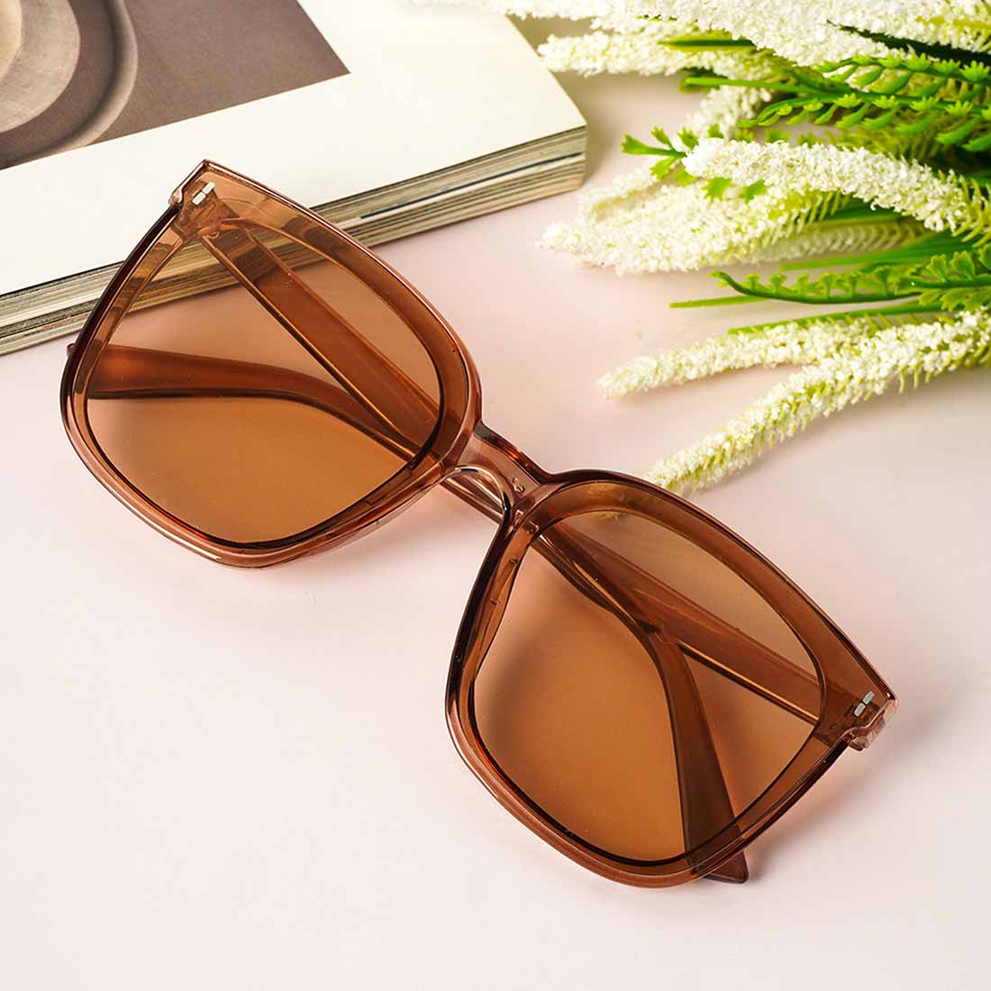 Brown Oversized Square Sunglasses
