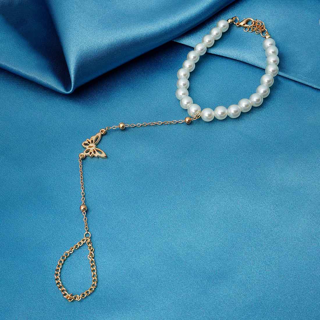 Butterfly Charm Pearl Bracelet
