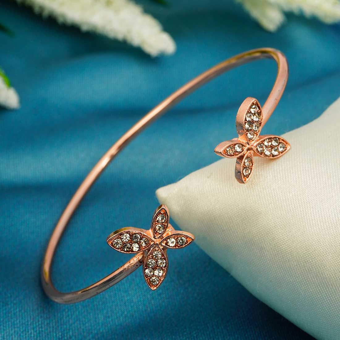 Butterfly End Rose Gold Cuff Bracelet
