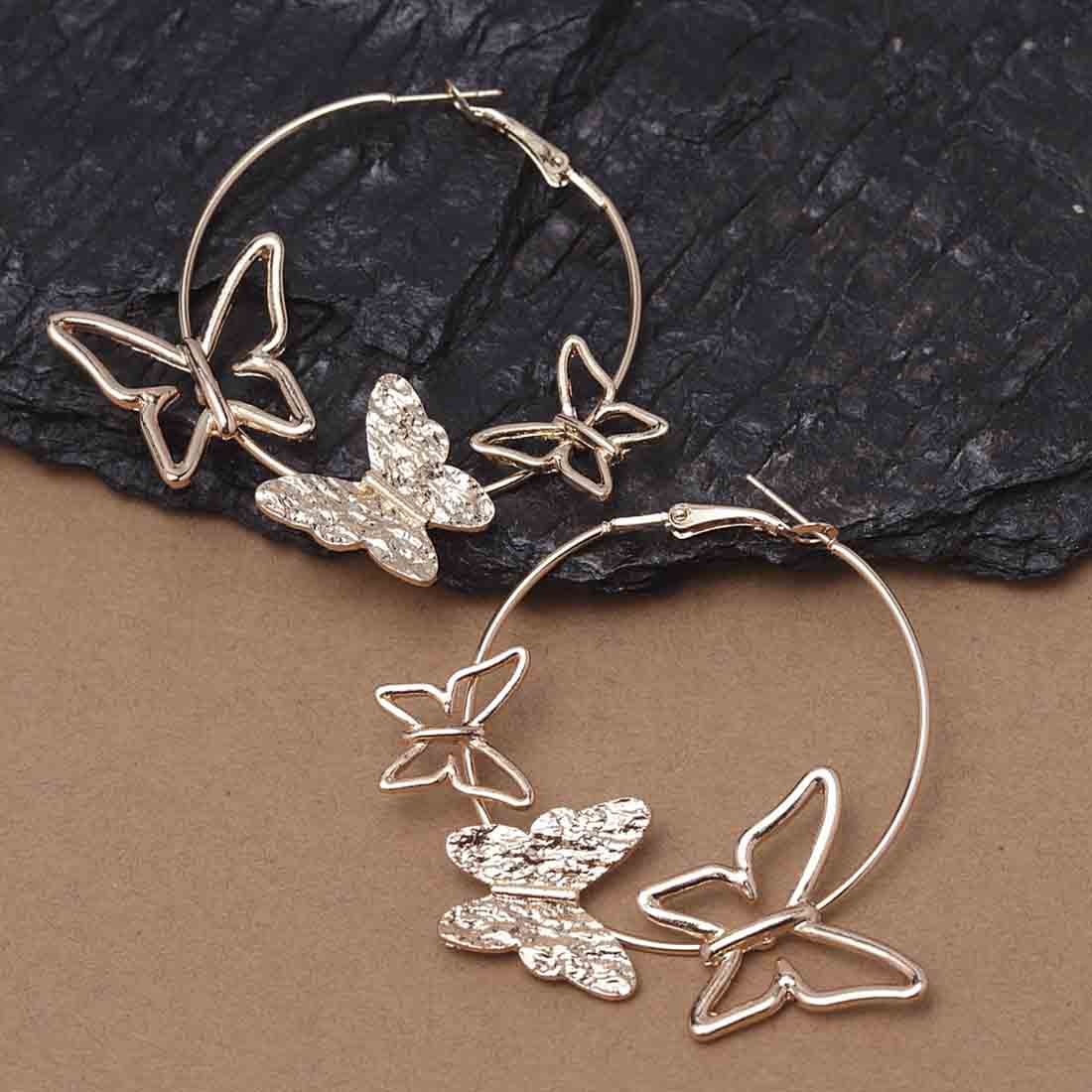 Butterfly Gold Hoop Earrings