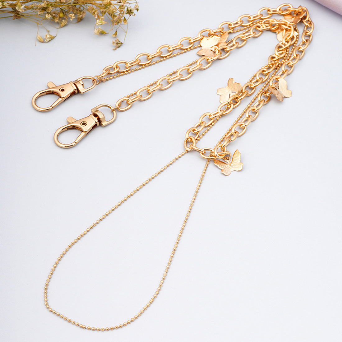 Butterfly Layered Cable Ball Belly Chain