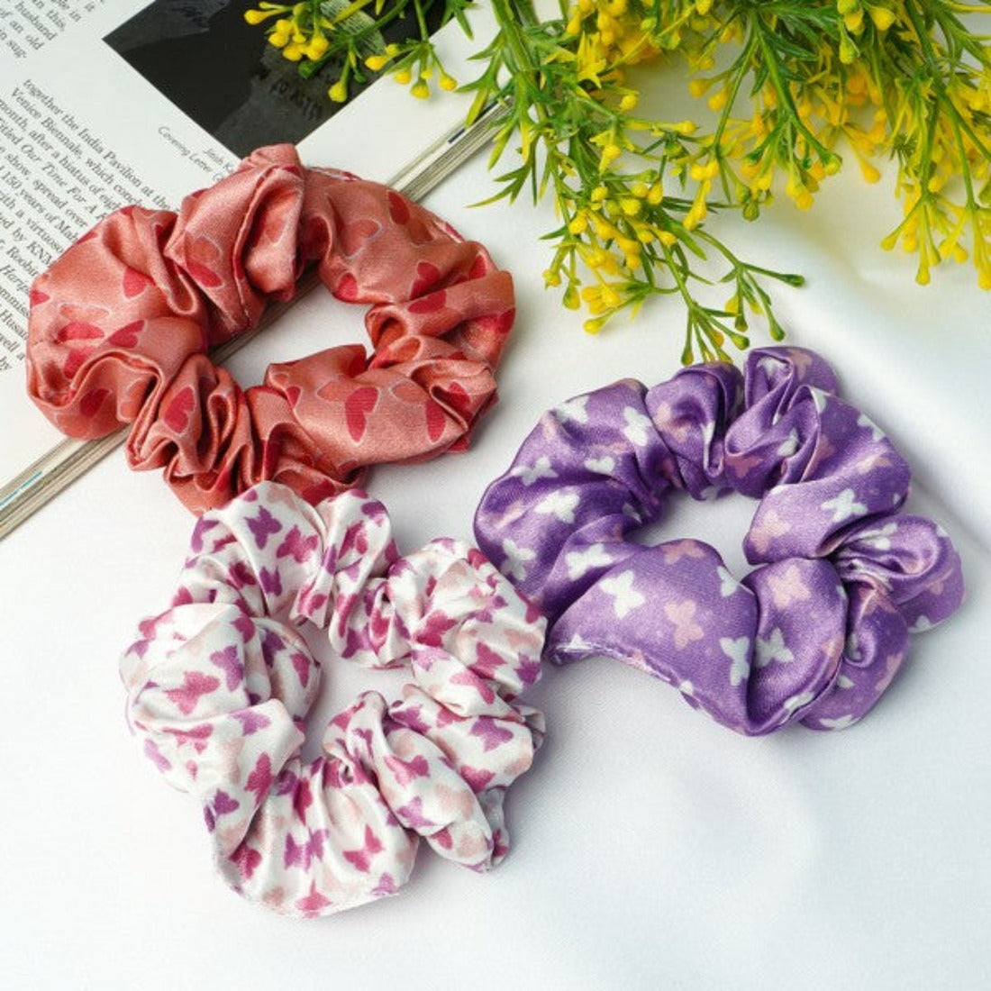 Butterfly Printed Scrunchies Set of 3