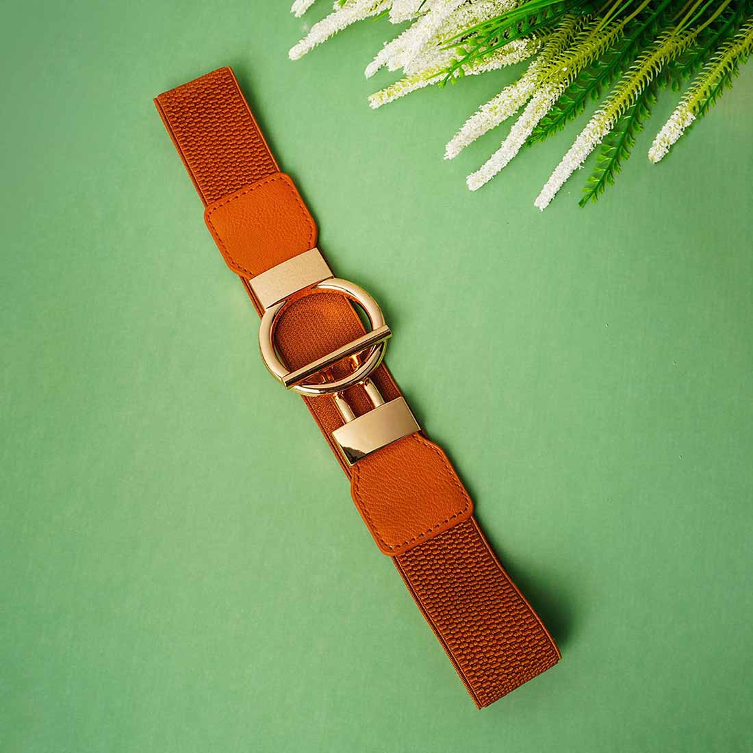 Circle Bar Buckle Brown Belt
