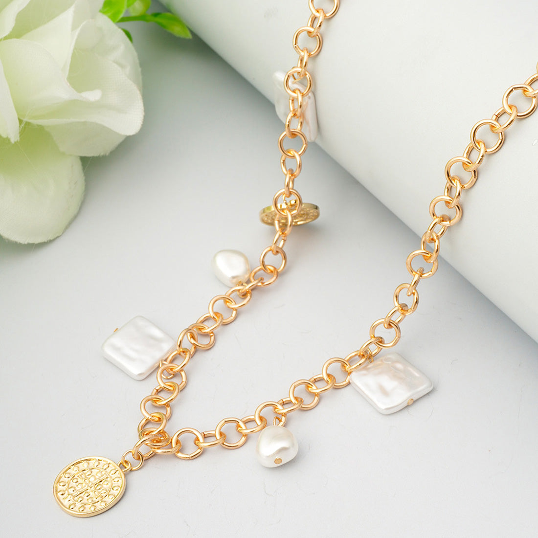 Coin- Pearl Stone Necklace