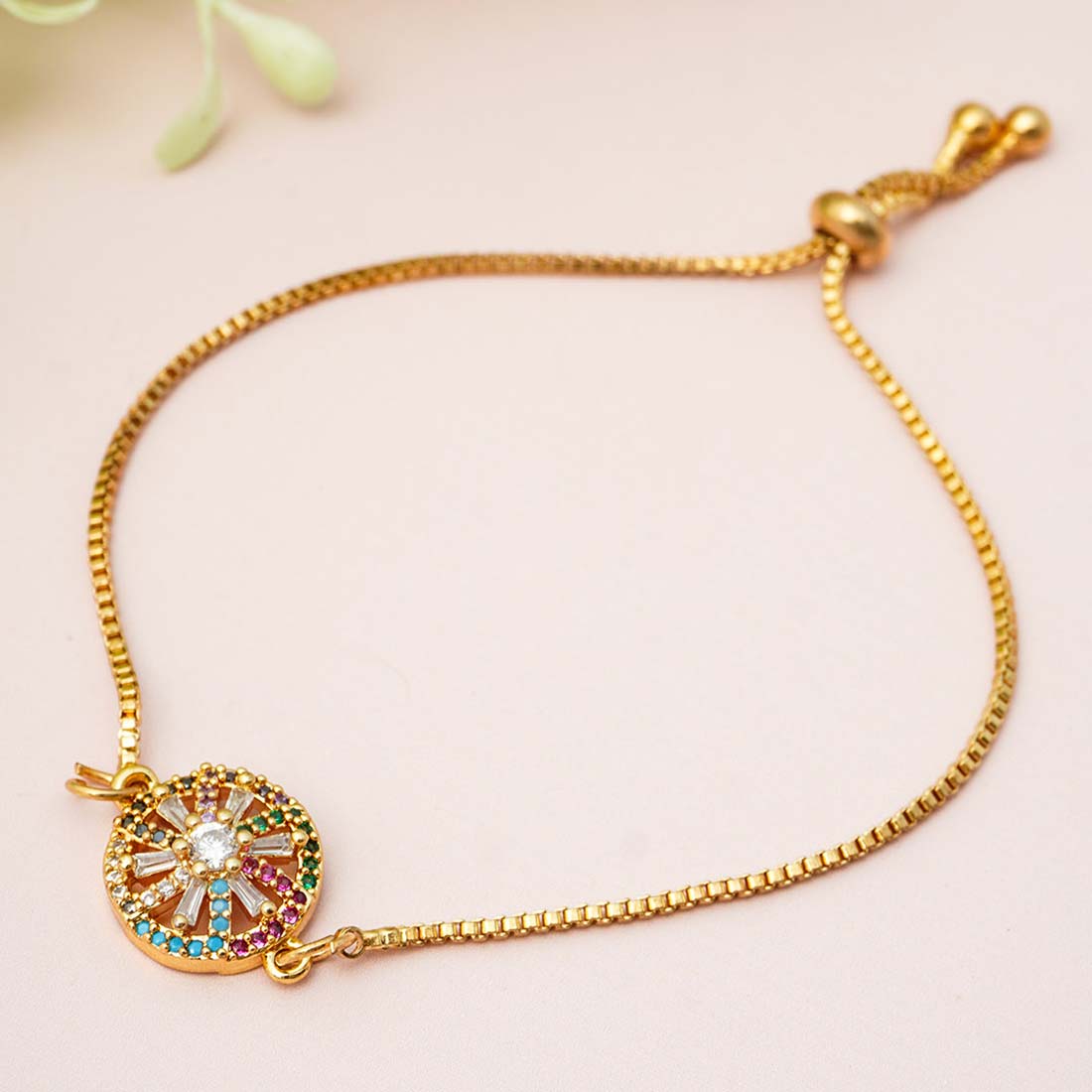 Colored Crystal Chain Bracelet
