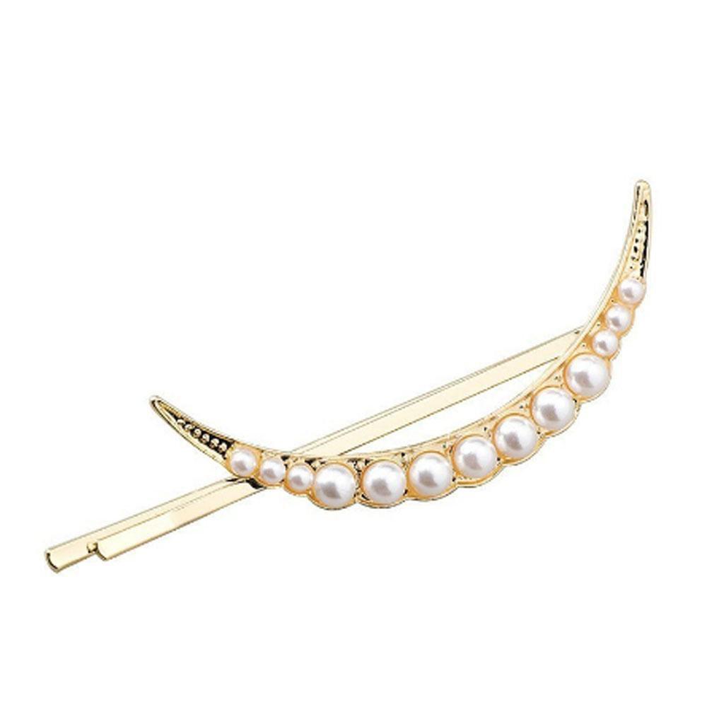 Crescent Pearl Gold Hair Pin