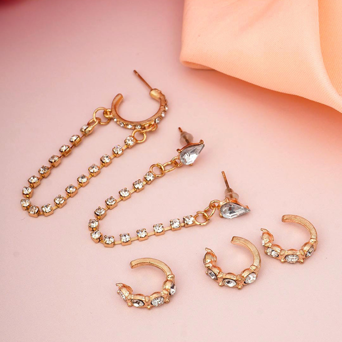 Crystal Chain Ear Cuff Set of 5