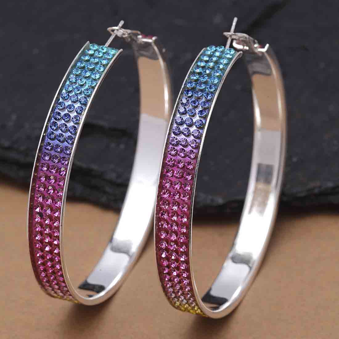 Crystal Colorful Hoop Earrings