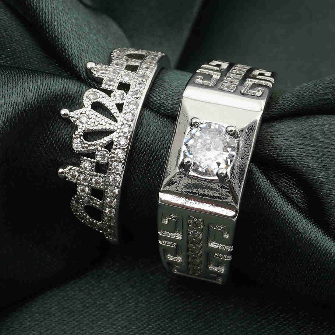 Crystal Crown Couple Rings