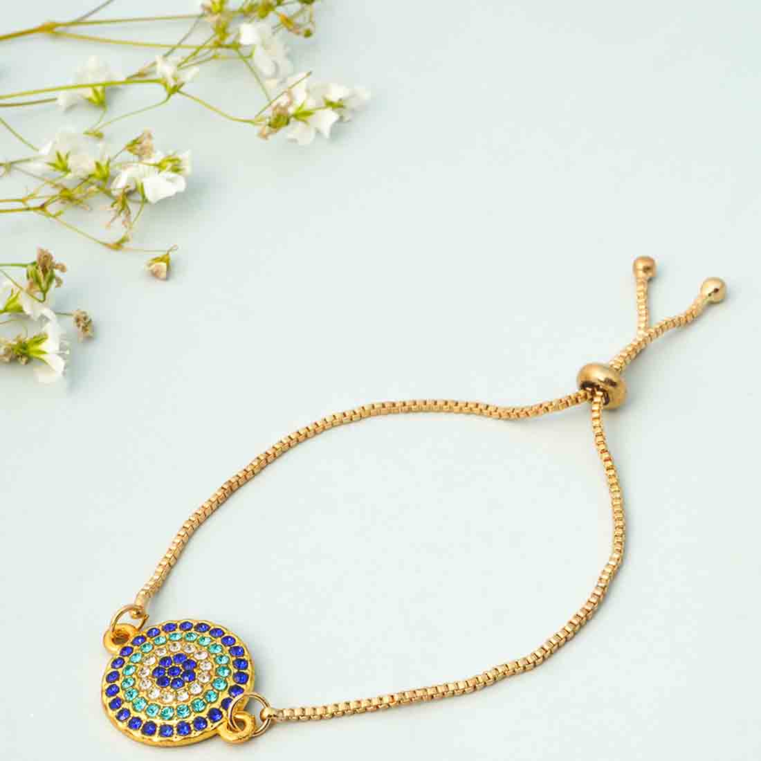 Crystal Embellished Evil Eye Bracelet