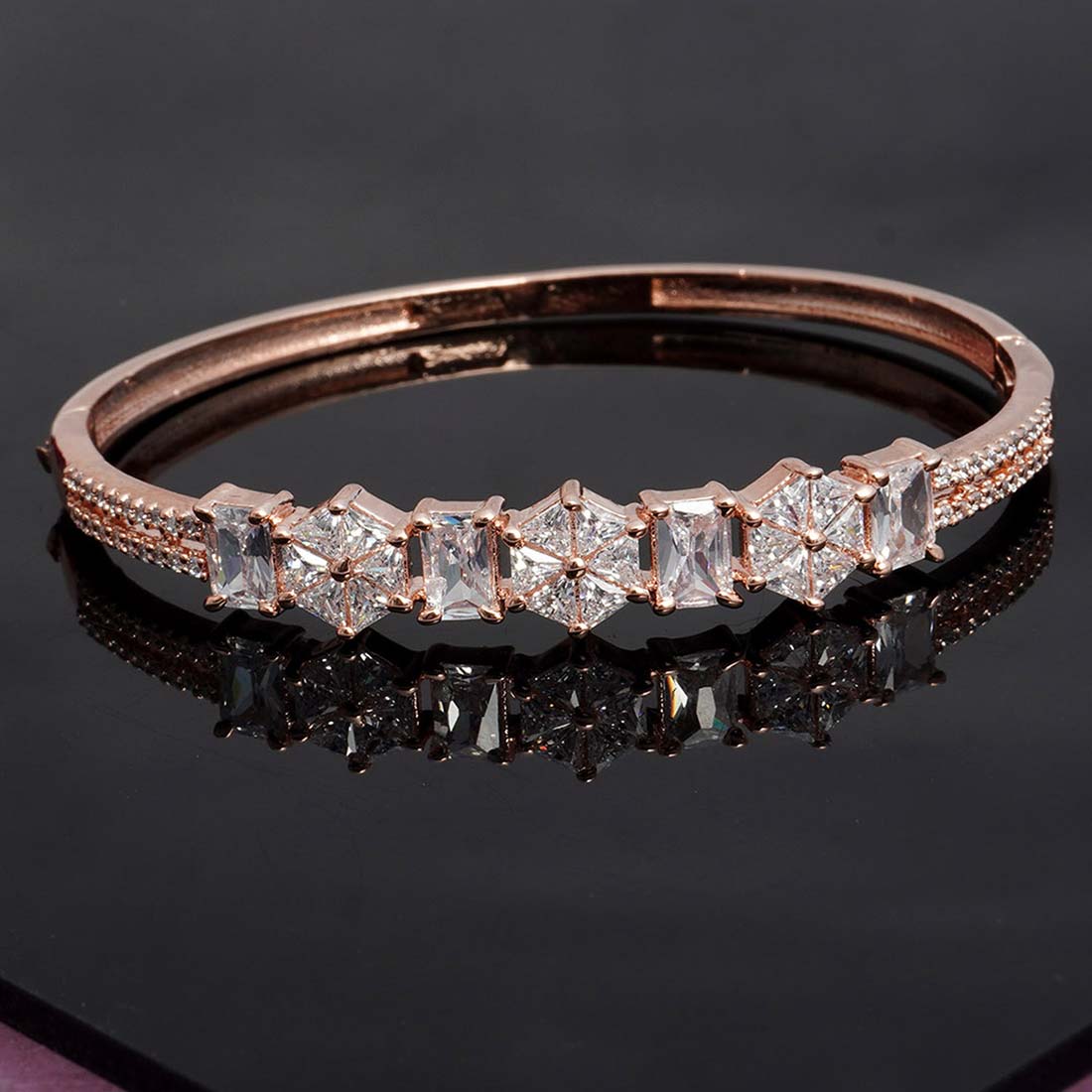 Crystal Embellished Rose Gold Cuff Bracelet
