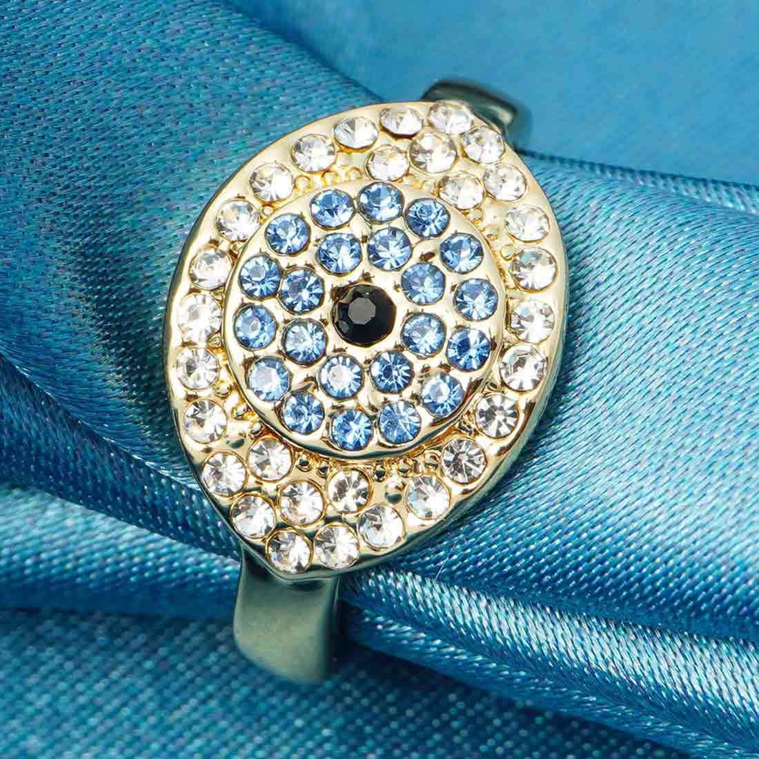 Crystal Encrusted Evil Eye Ring
