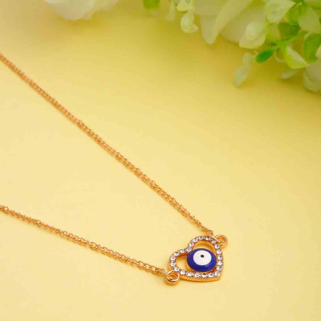Crystal Heart Evil Eye Necklace