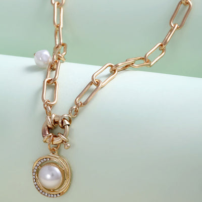 Crystal Pearl Chunky Chain Necklace