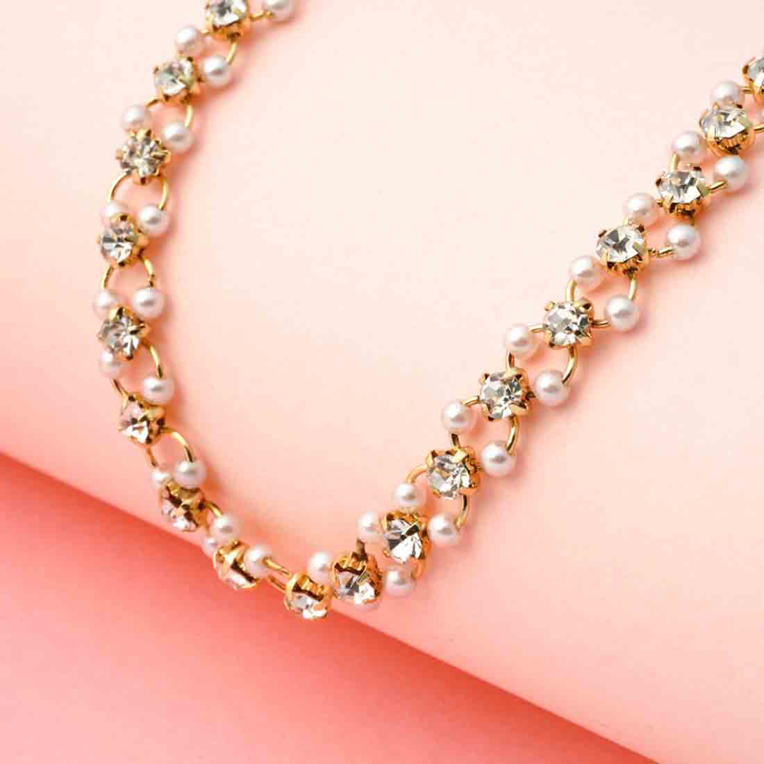 Crystal and Pearl Ring Necklace