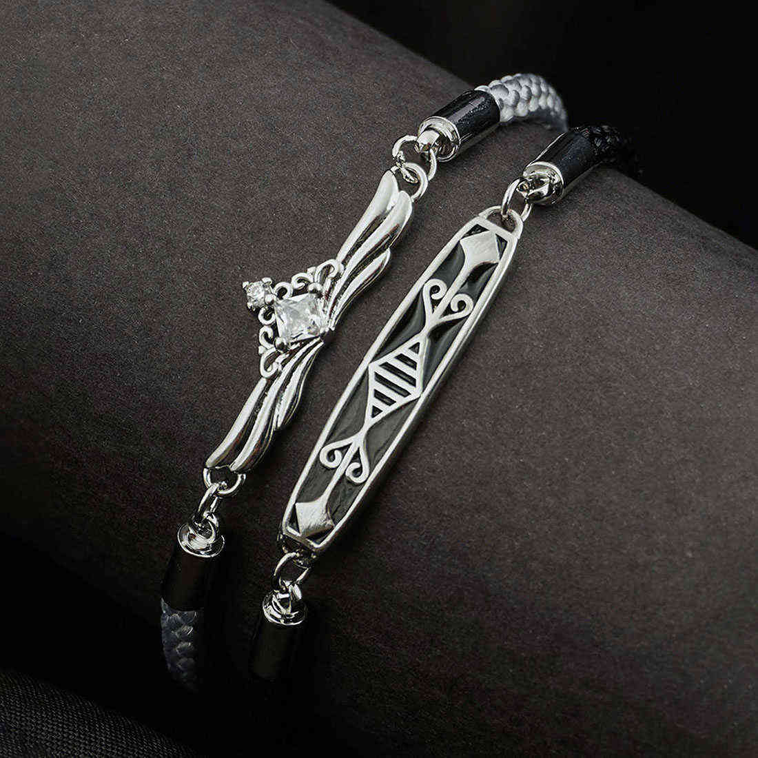 Crystal Silver Couple Bracelets