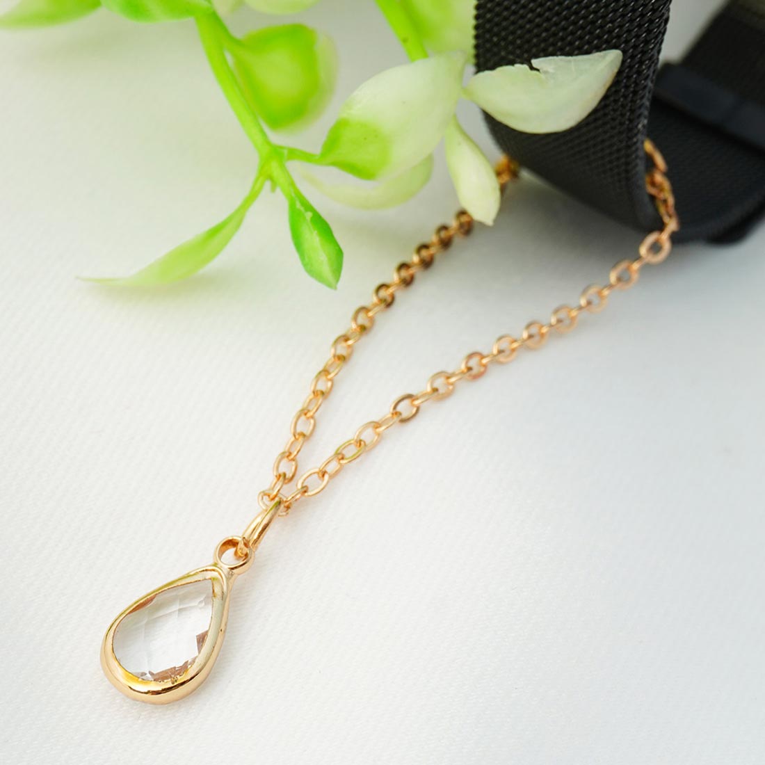 Crystal Teardrop Chain Watch Charm
