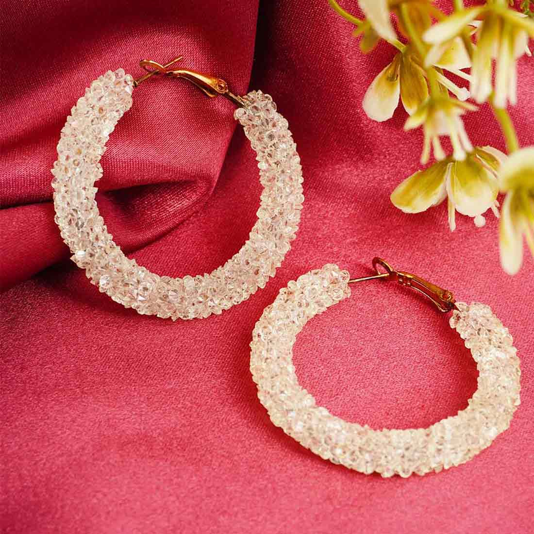 Crystal Textured Mini Hoops