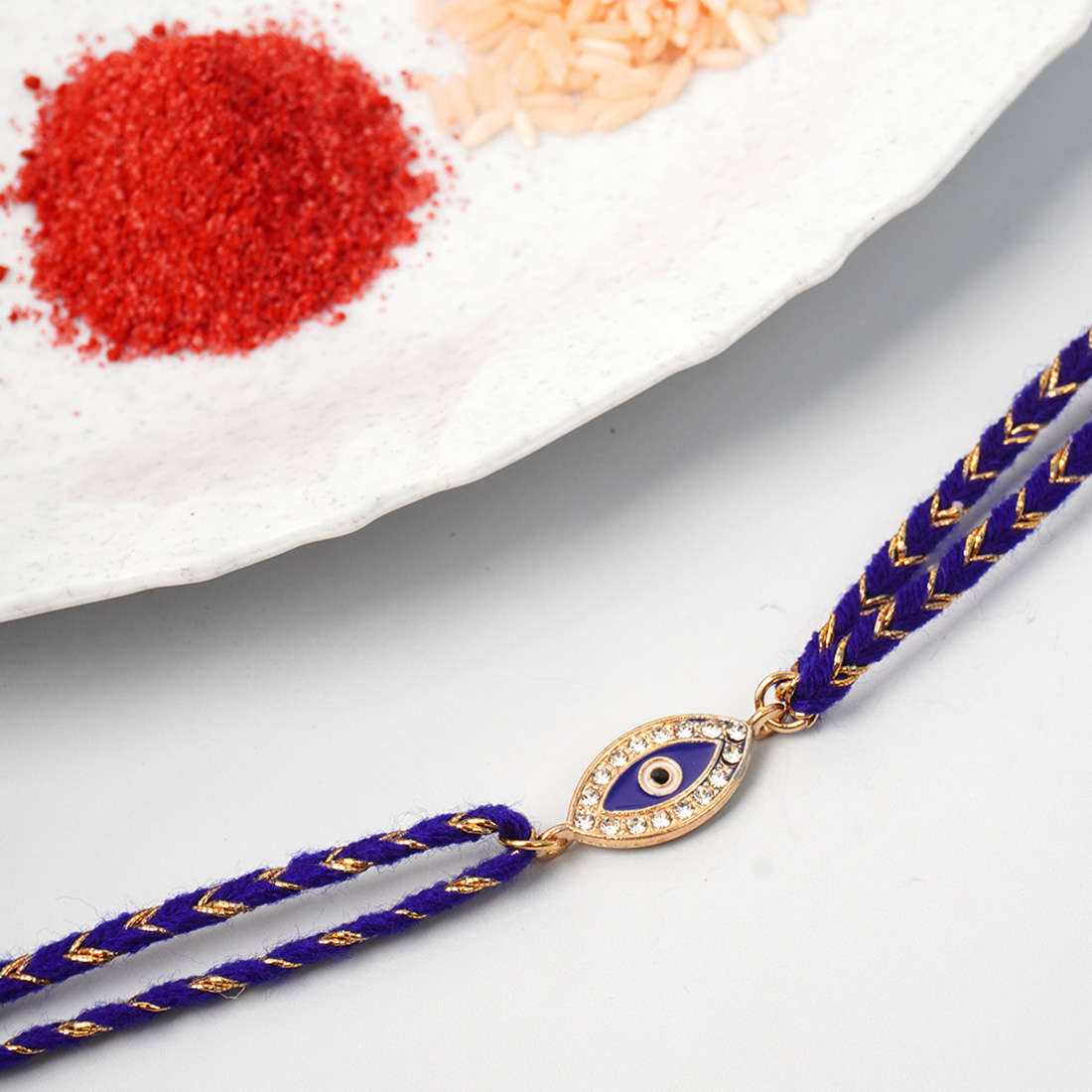 Dark Blue Crystal Evil Eye Rakhi