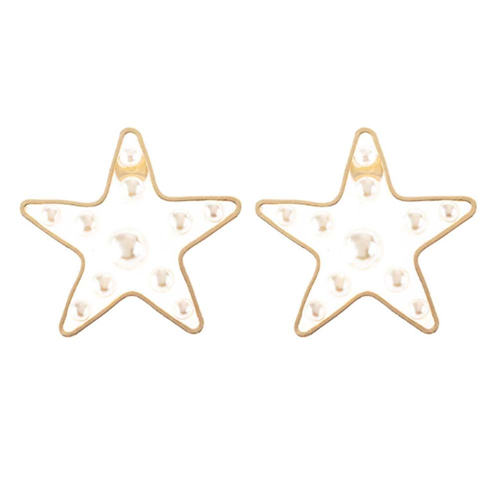 Dea Shining Star Pearl Statement Stud Earrings